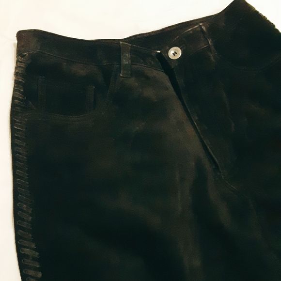 100% Leather Lightweight Suede by Chicos with Leather Braiding Down the Sides - Picture 11 of 16